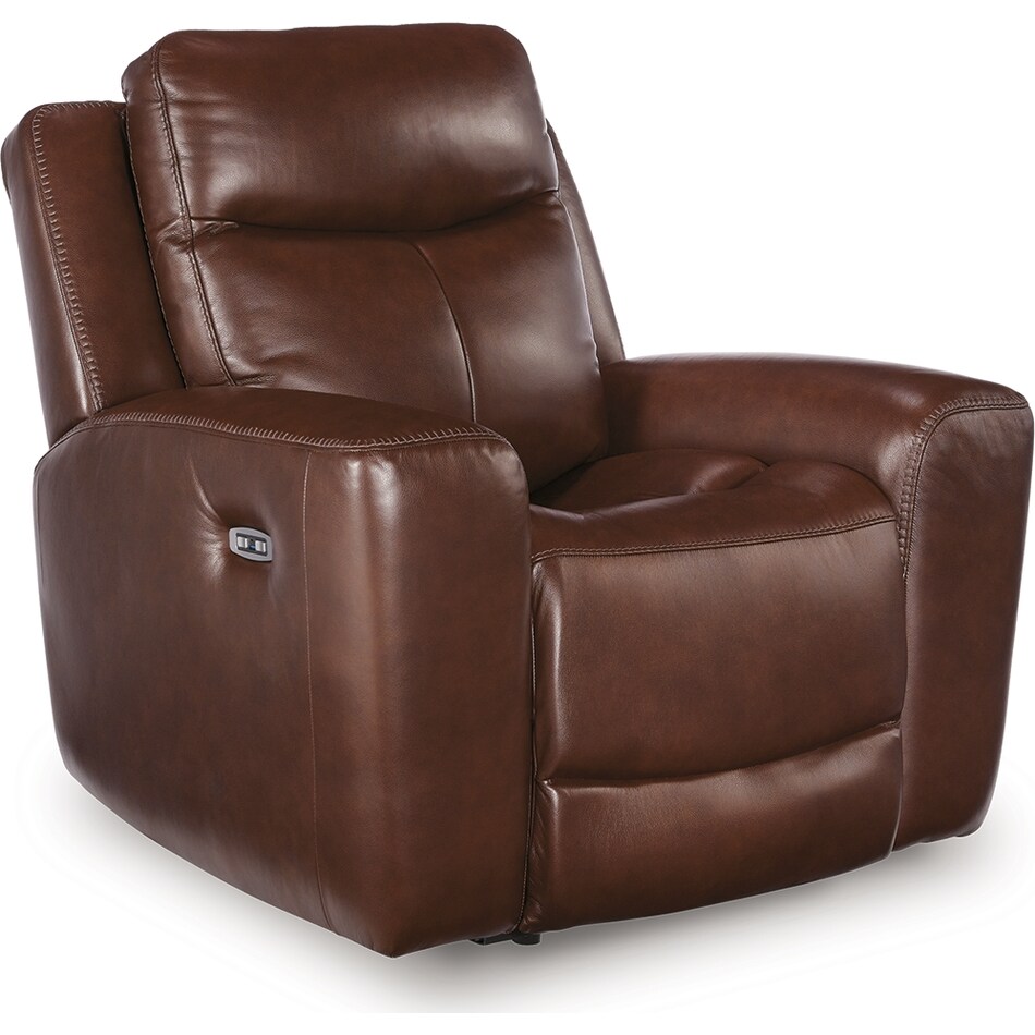 momentum mahogany power leather recliner   