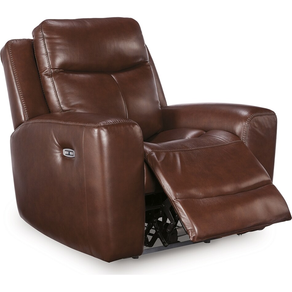 momentum mahogany power leather recliner   