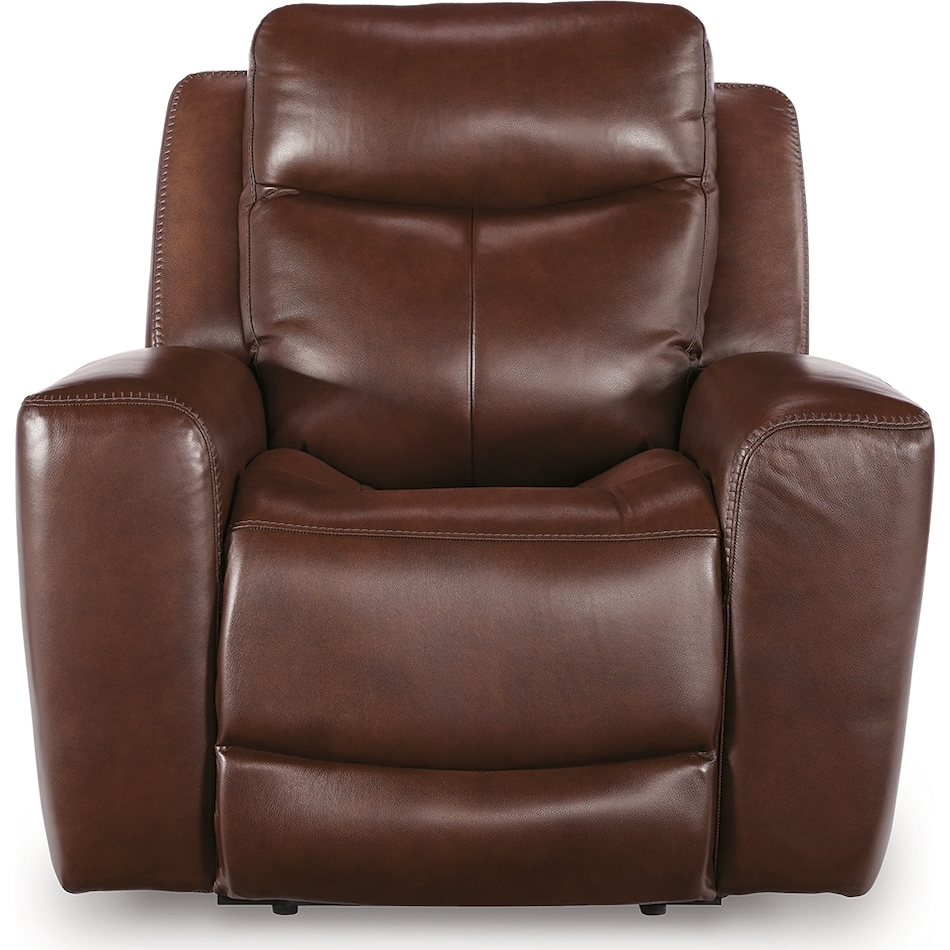 momentum mahogany power leather recliner   