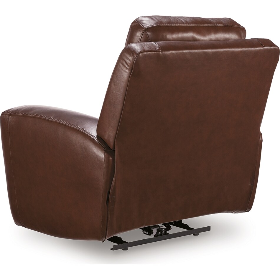 momentum mahogany power leather recliner   
