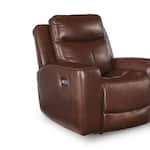 momentum mahogany power leather recliner   