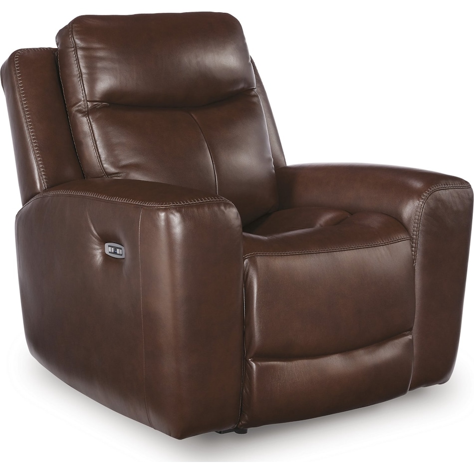 momentum mahogany power leather recliner   