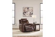 momentum mahogany power leather recliner   