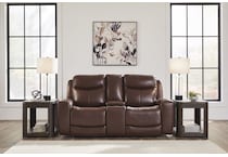 momentum mahogany power leather reclining console loveseat   