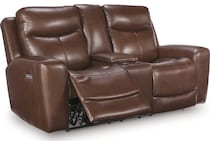 momentum mahogany power leather reclining console loveseat   