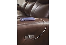 momentum mahogany power leather reclining console loveseat   