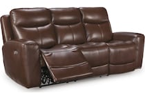 momentum mahogany power leather reclining sofa   