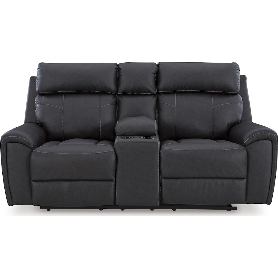 montacute black reclining console loveseat   