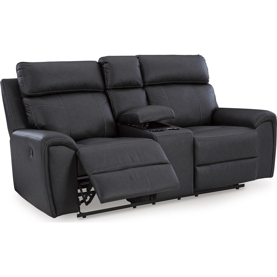 montacute black reclining console loveseat   