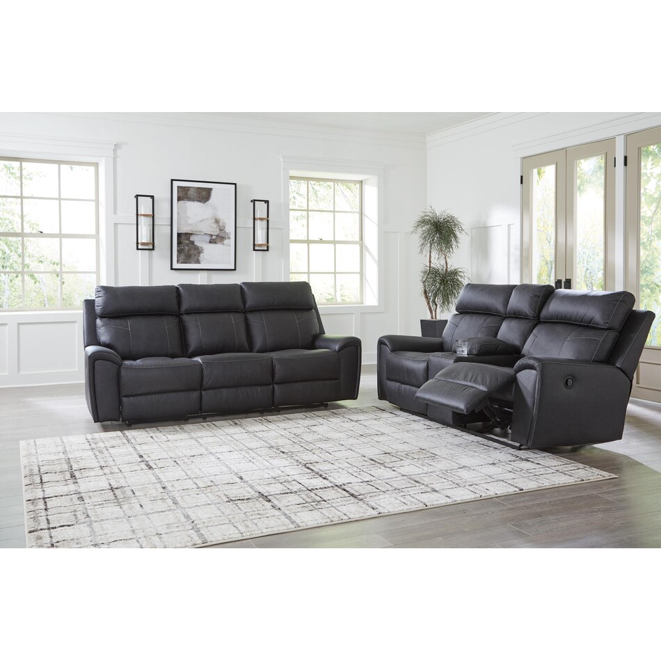 montacute black reclining console loveseat   