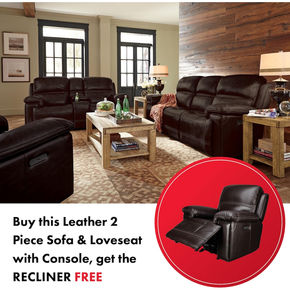 montana dark brown power leather reclining sofa   