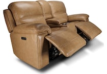 montana khaki power leather reclining console loveseat   