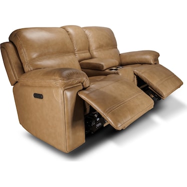 MONTANA LEATHER MATCH POWER RECLINING LOVESEAT BY FLEXSTEEL