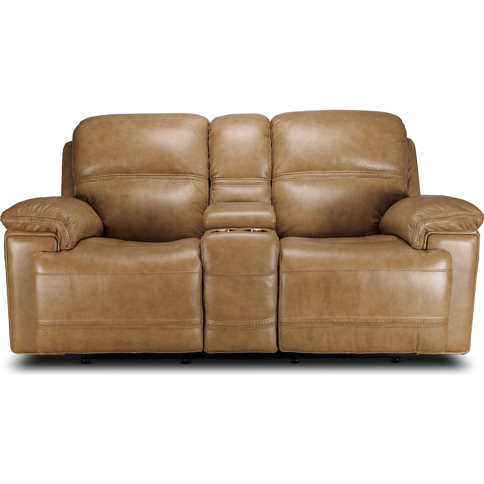 montana khaki power leather reclining console loveseat   