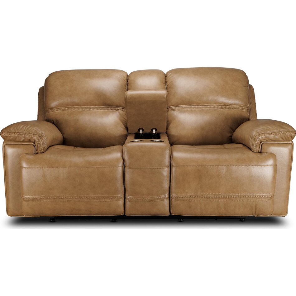 montana khaki power leather reclining console loveseat   