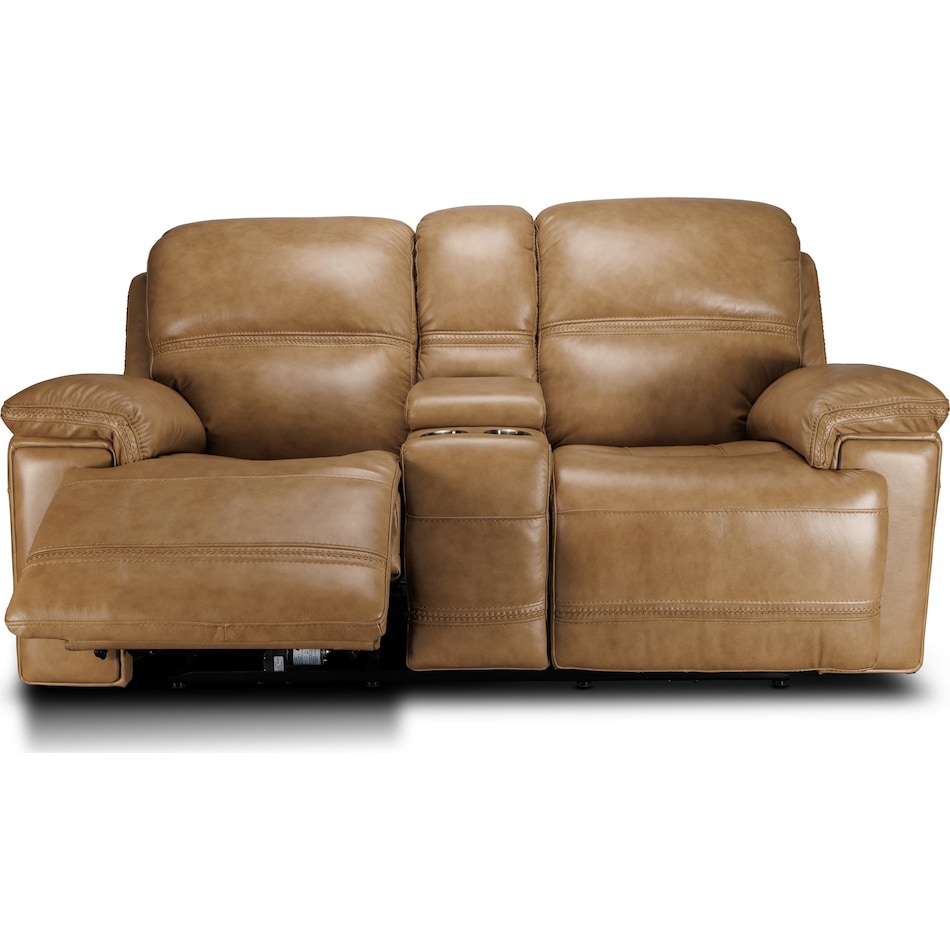 montana khaki power leather reclining console loveseat   