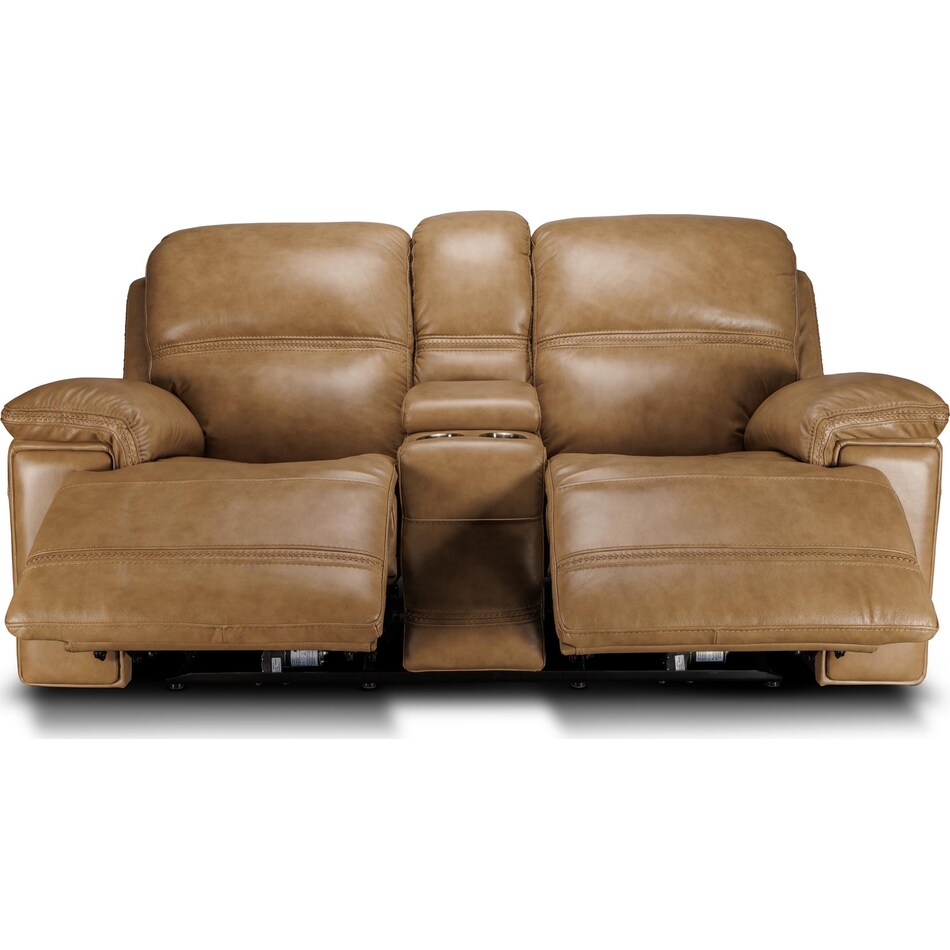 montana khaki power leather reclining console loveseat   
