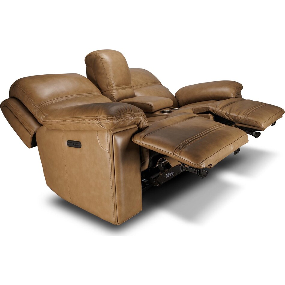 montana khaki power leather reclining console loveseat   
