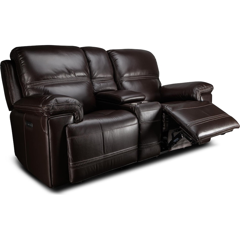 montana power leather reclining console loveseat   