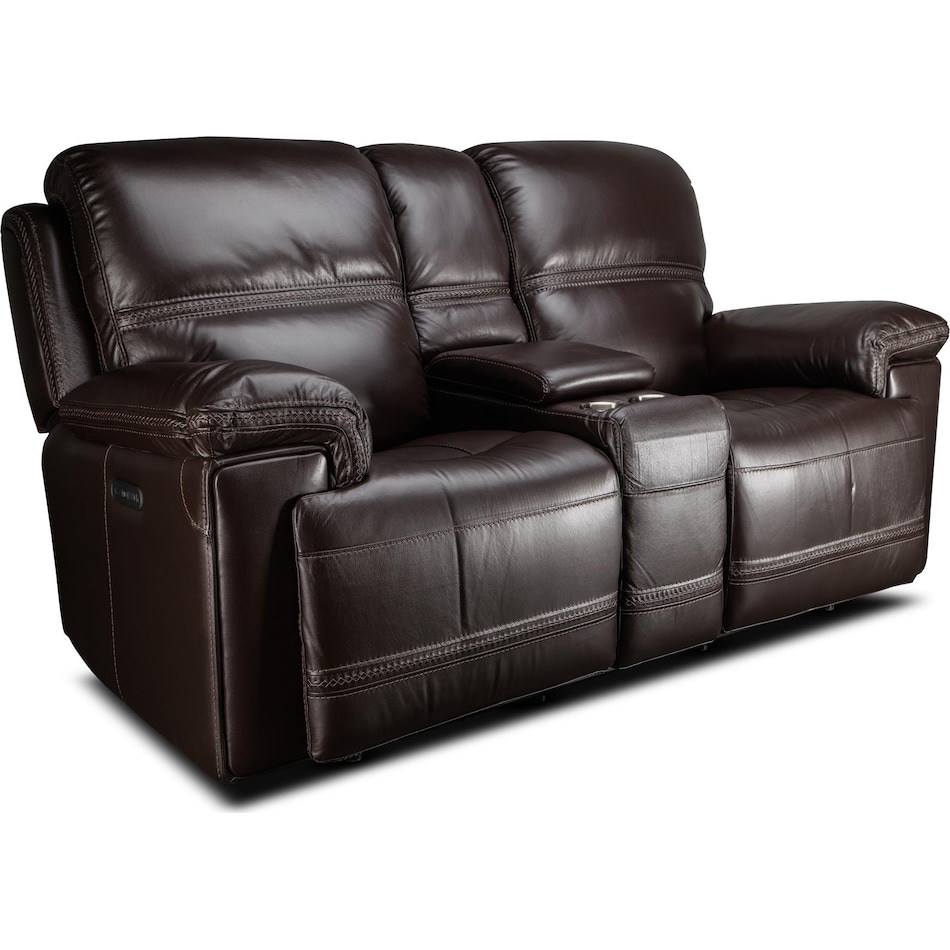 montana power leather reclining console loveseat   