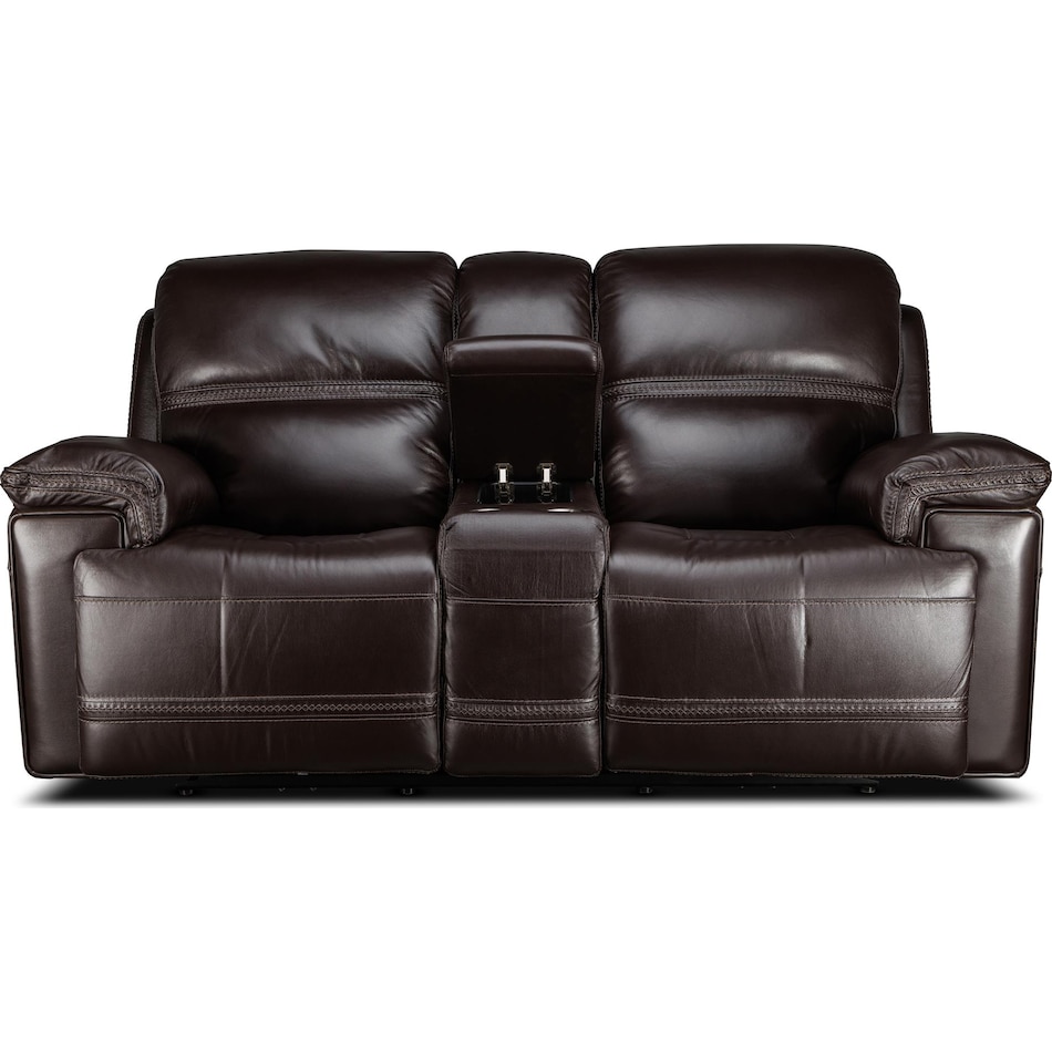 montana power leather reclining console loveseat   