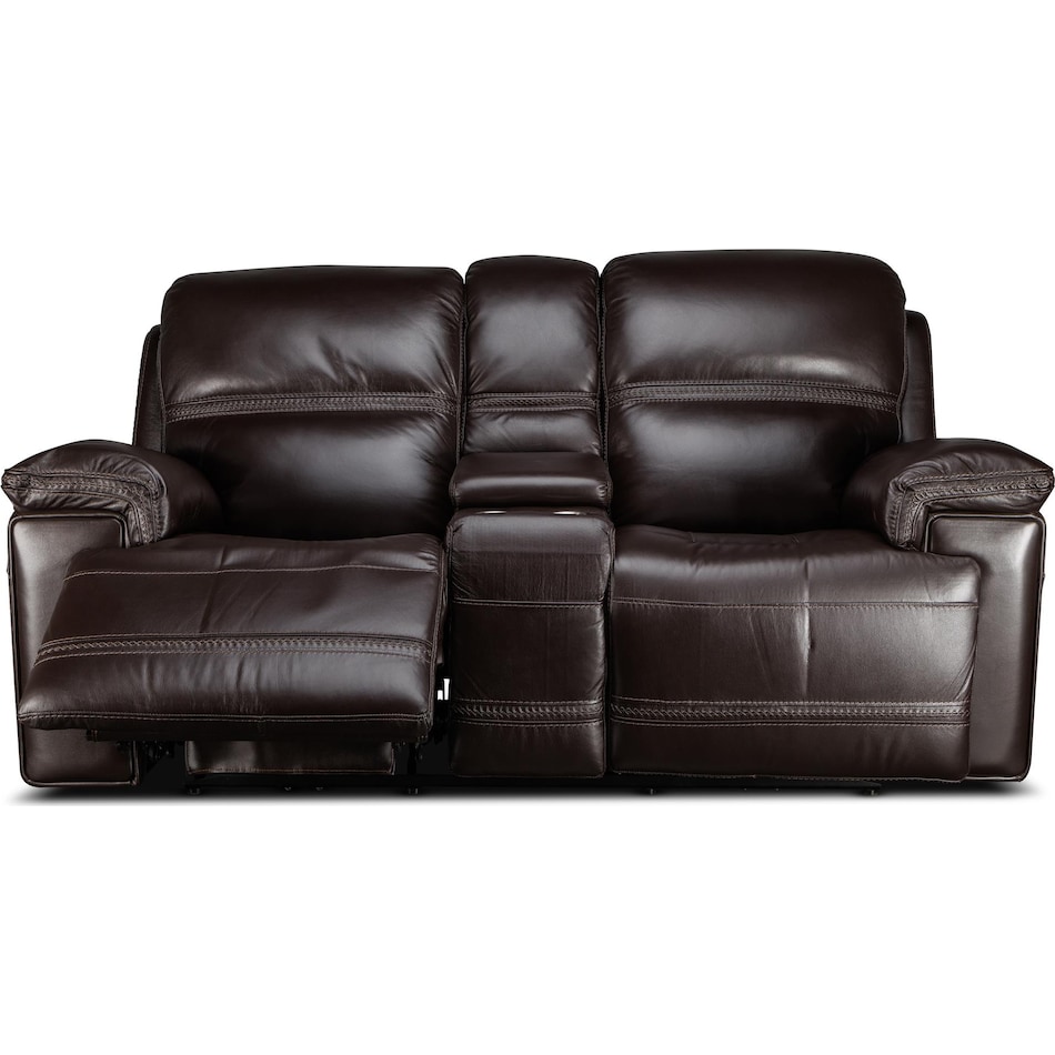 montana power leather reclining console loveseat   