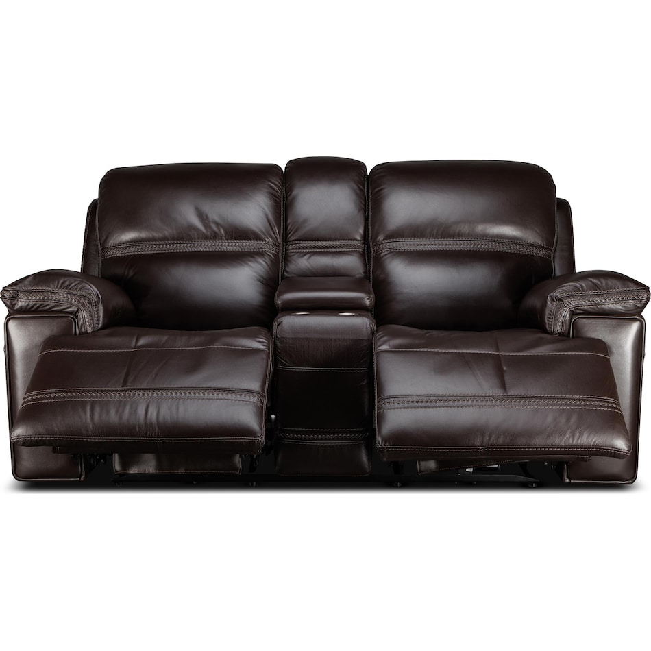 montana power leather reclining console loveseat   