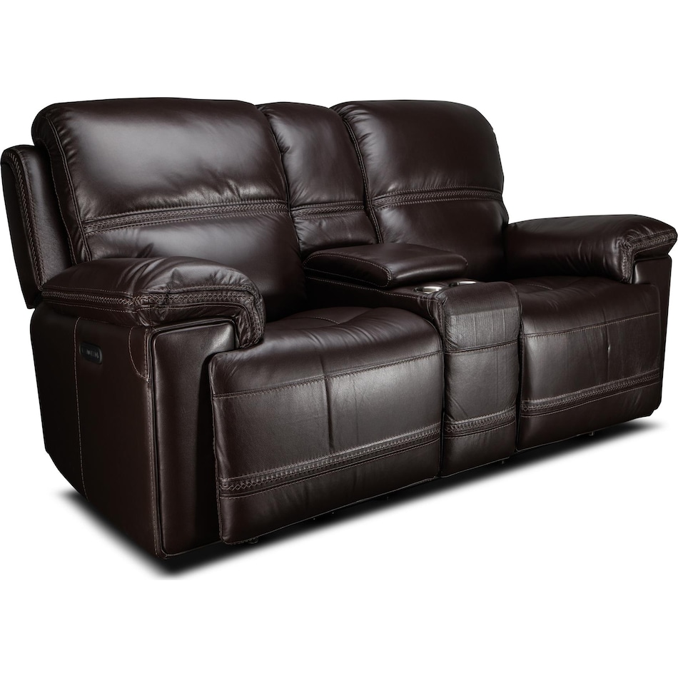 montana power leather reclining console loveseat   