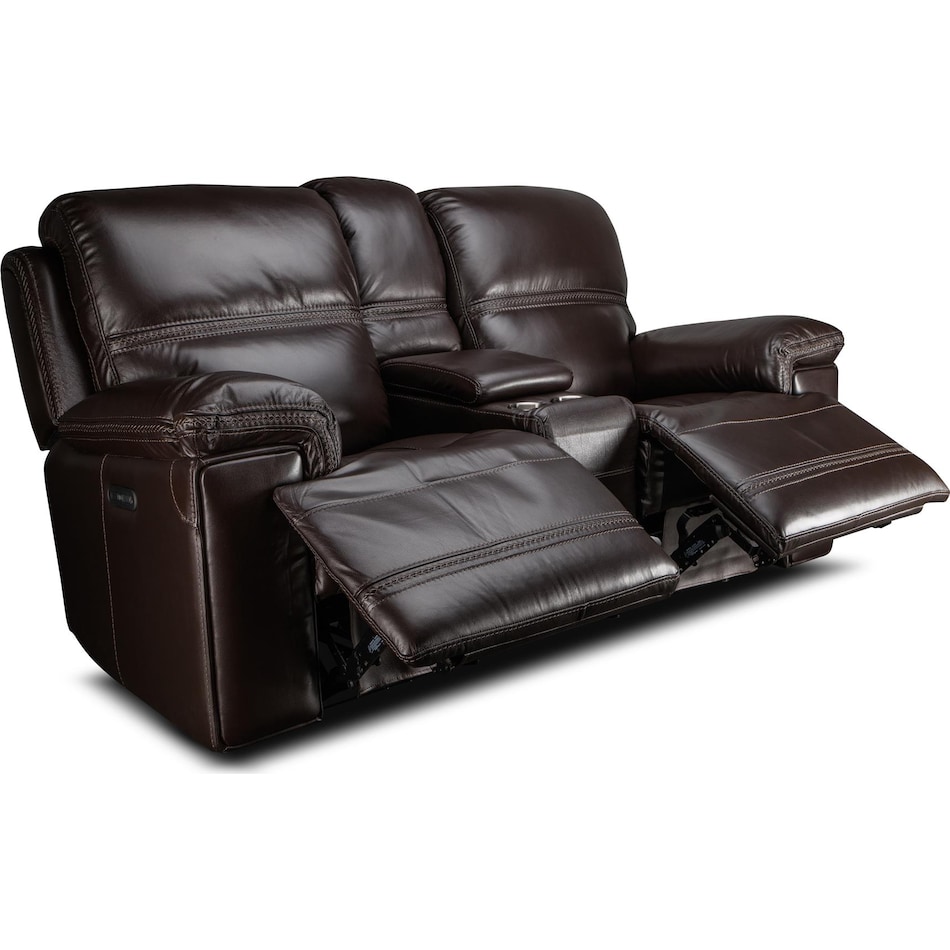 montana power leather reclining console loveseat   