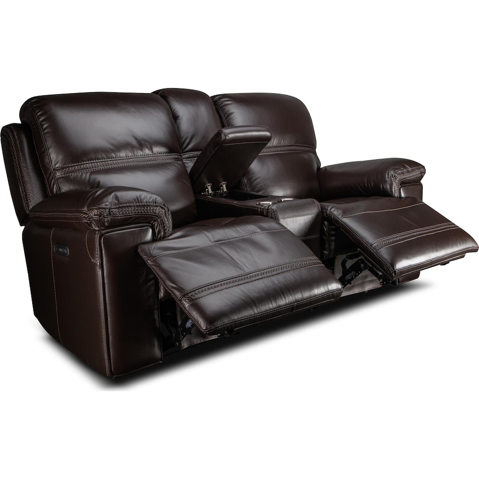 montana power leather reclining console loveseat   