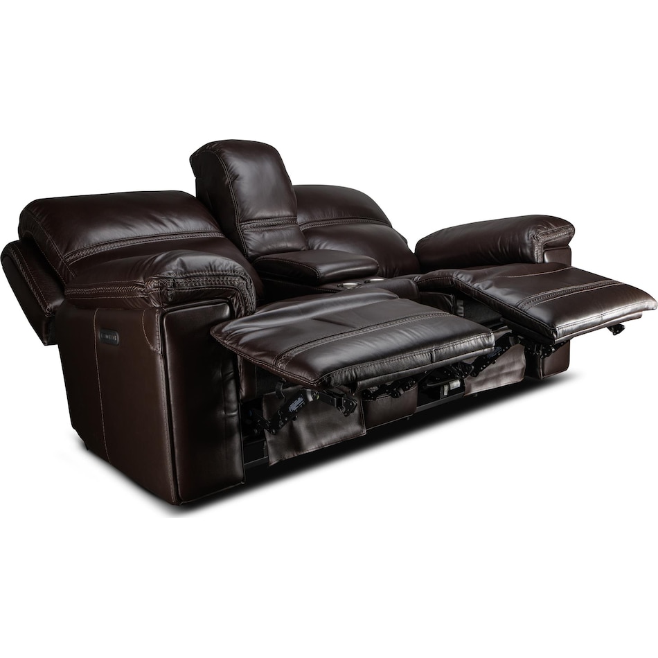 montana power leather reclining console loveseat   