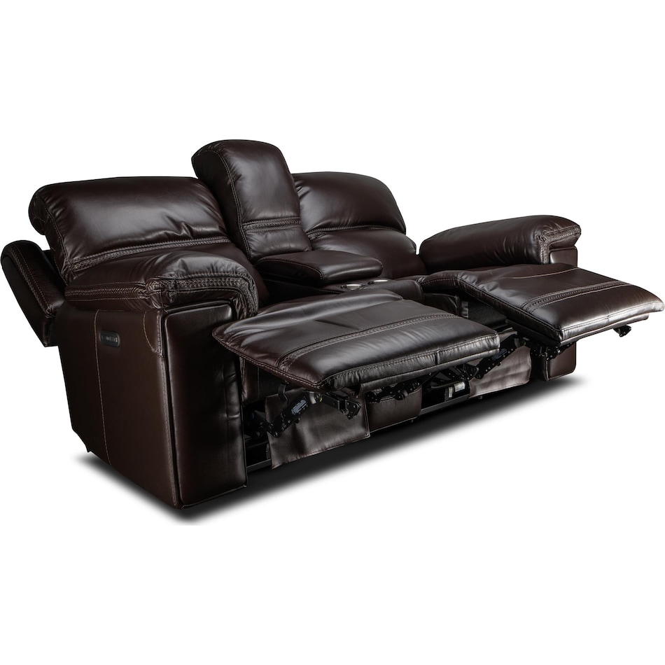 montana power leather reclining console loveseat   