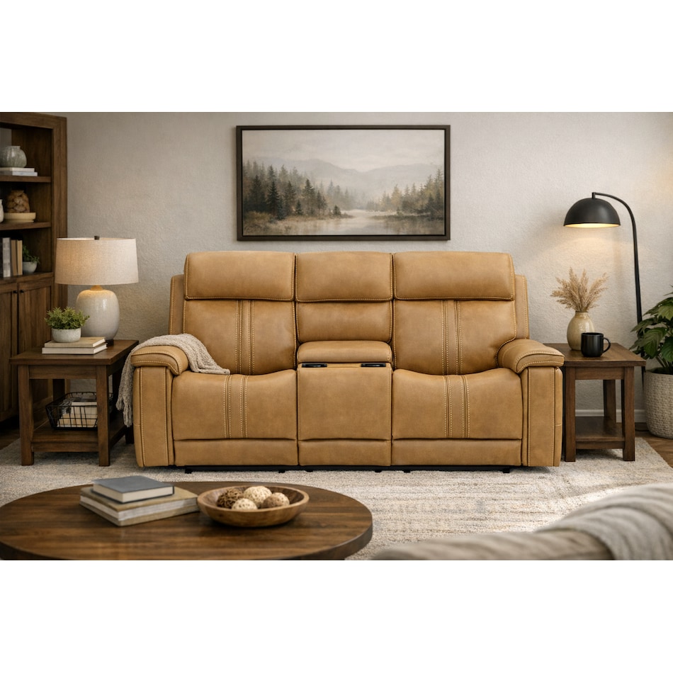 monte brown power reclining console loveseat   