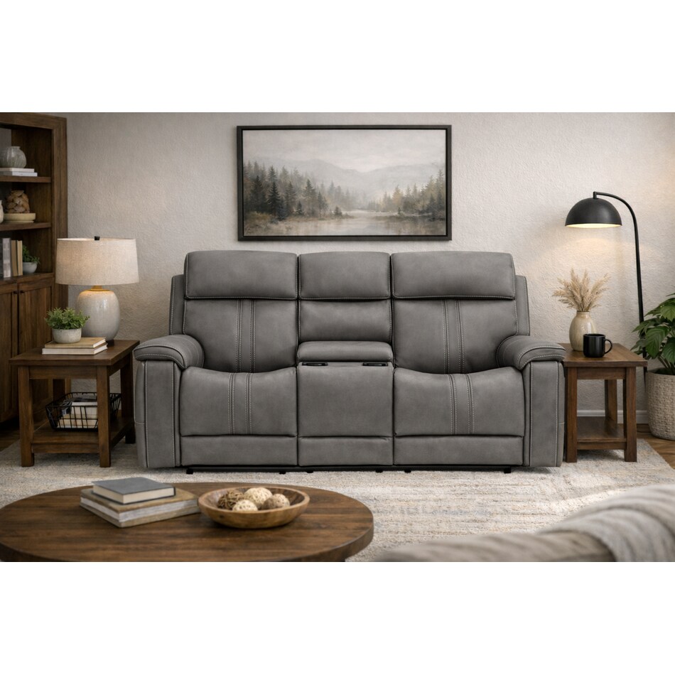 monte gray power reclining console loveseat   