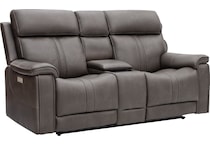 monte smoke power reclining console loveseat   