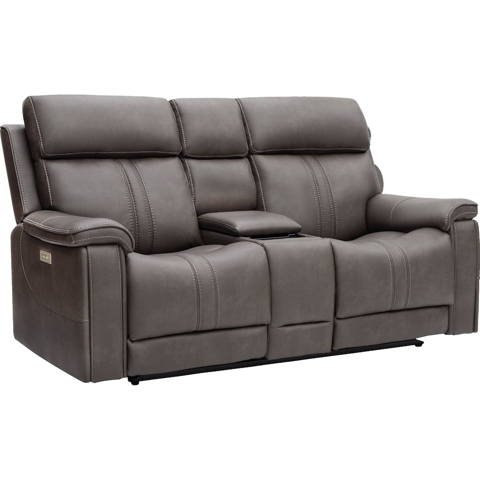 monte smoke power reclining console loveseat   