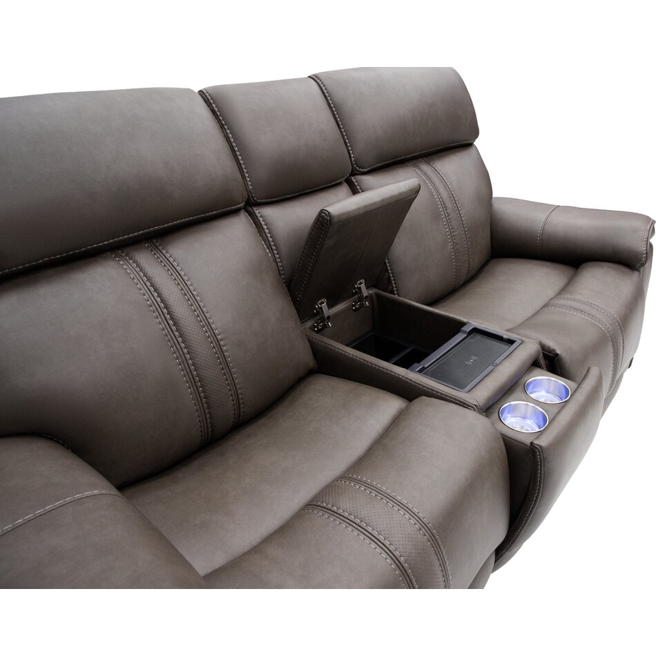 monte smoke power reclining console loveseat   