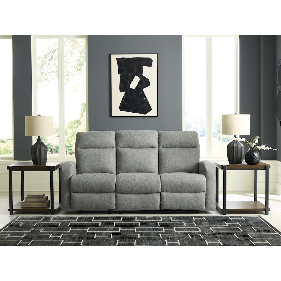 moreau place grey reclining sofa   
