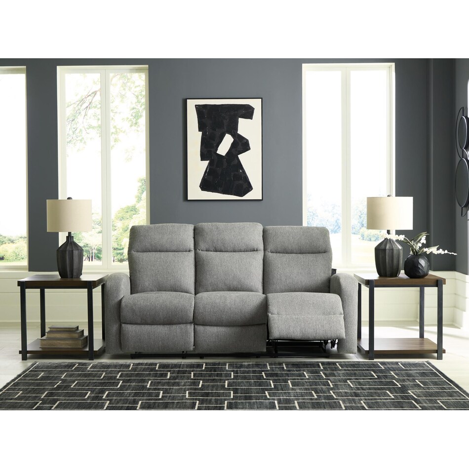 moreau place grey reclining sofa   