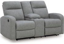 moreau place sterling reclining console loveseat   