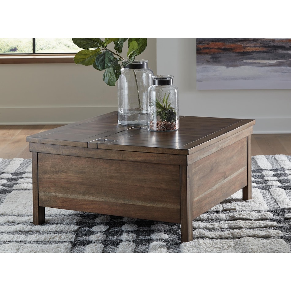 moriville brown cocktail table lift top   