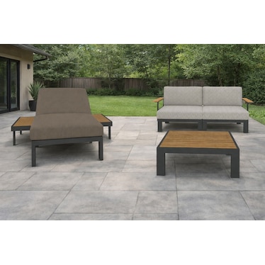 MOSAIC 3PC LOVE, CHAISE & COCKTAIL TABLE