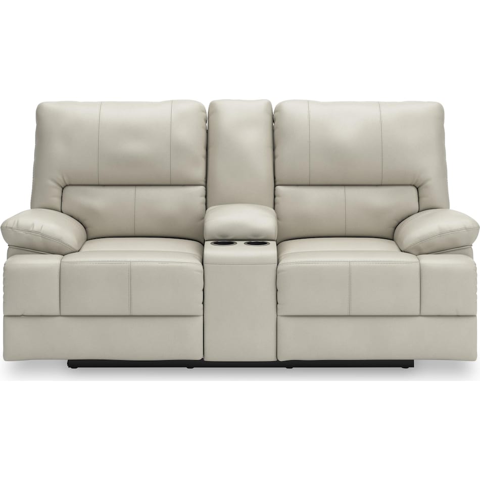 mountainous coconut power leather reclining console loveseat   