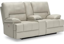 mountainous coconut power leather reclining console loveseat   