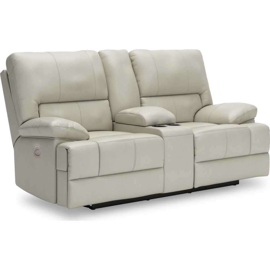 mountainous coconut power leather reclining console loveseat   