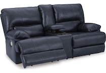 mountainous ocean power leather reclining console loveseat   