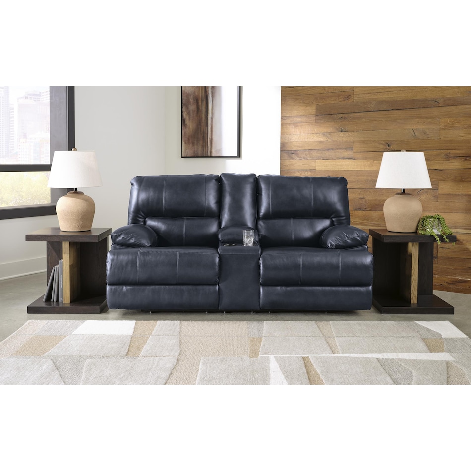 mountainous ocean power leather reclining console loveseat   