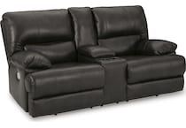 mountainous storm power leather reclining console loveseat   