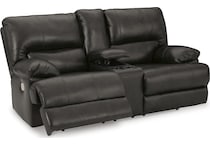 mountainous storm power leather reclining console loveseat   