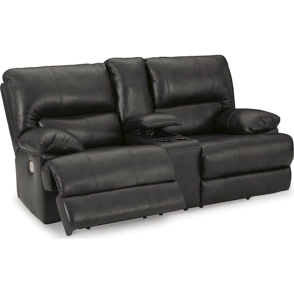 mountainous storm power leather reclining console loveseat   